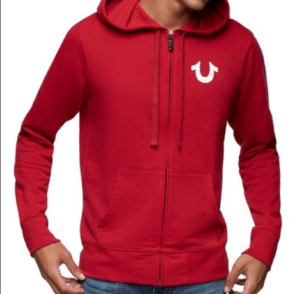 Red True Religion Red size large zip up hoodie!
